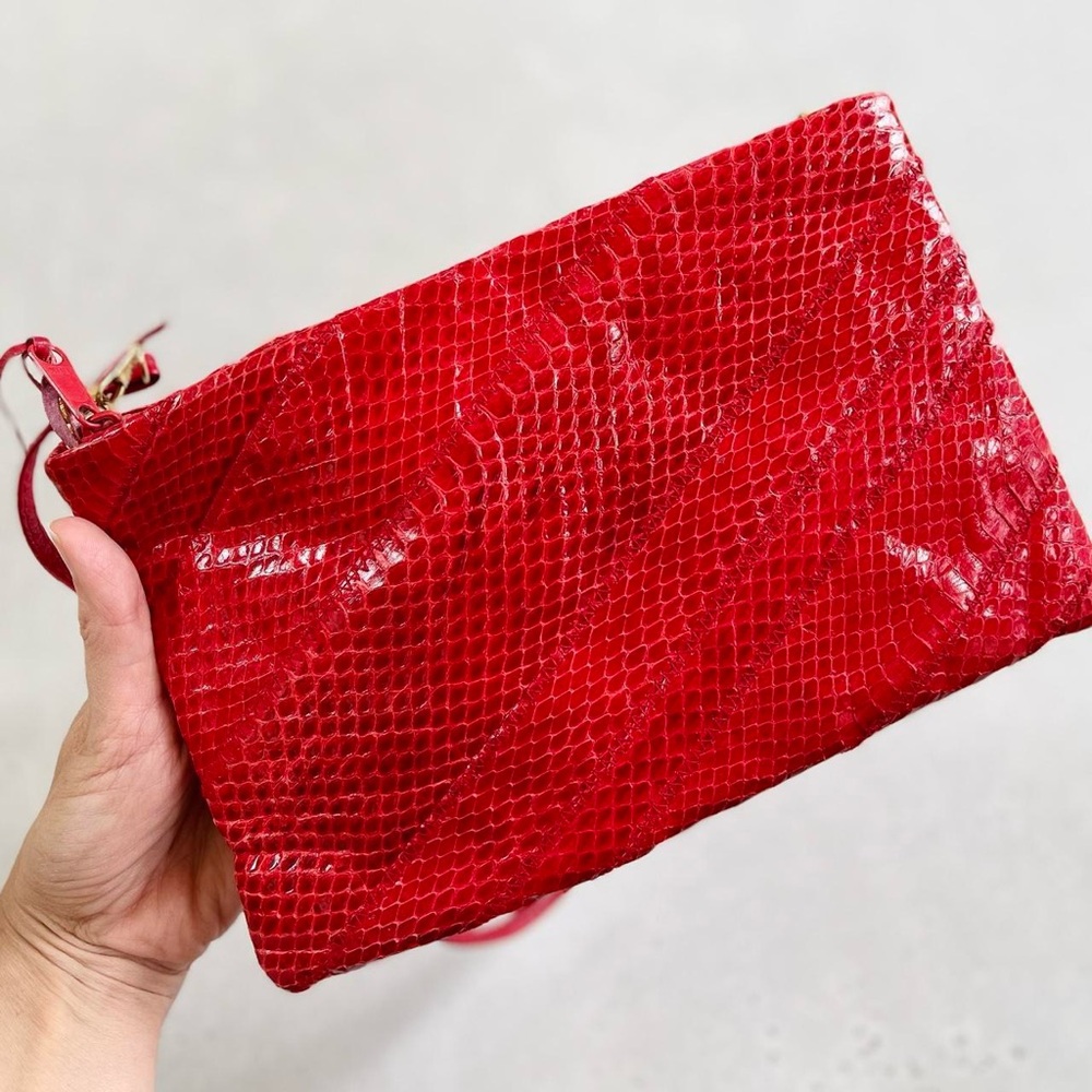 Vintage Empress Hong Kong Red Snakeskin Shoulder Bag Purse - Picture 7 of 8